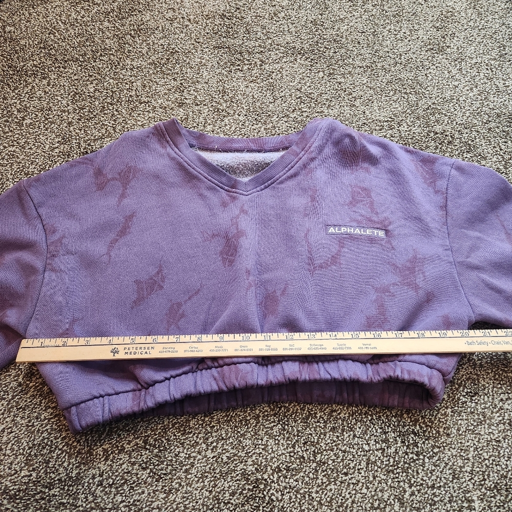Alphalete HCTS Women's Washed V-Neck Fleece Crop Sweater Size Large - Picture 6 of 7